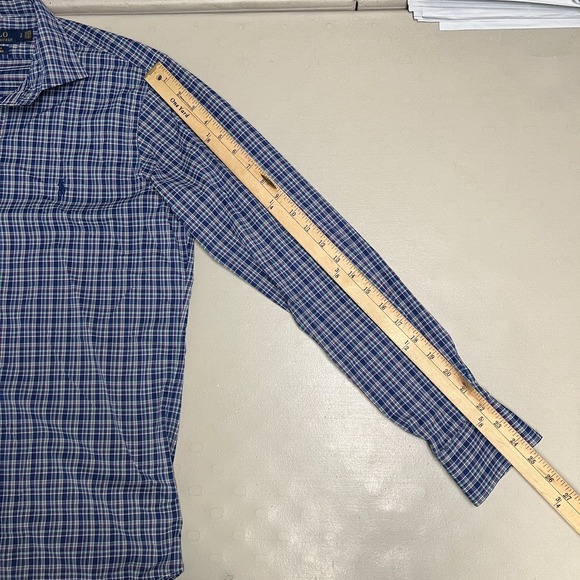 Polo Ralph Lauren Performance Button Up Shirt Mens Small Blue Plaid Long Sleeve - Picture 10 of 11